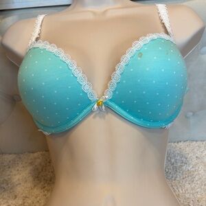 Victoria’s Secret light blue white polka dot lace 34D padded pushup